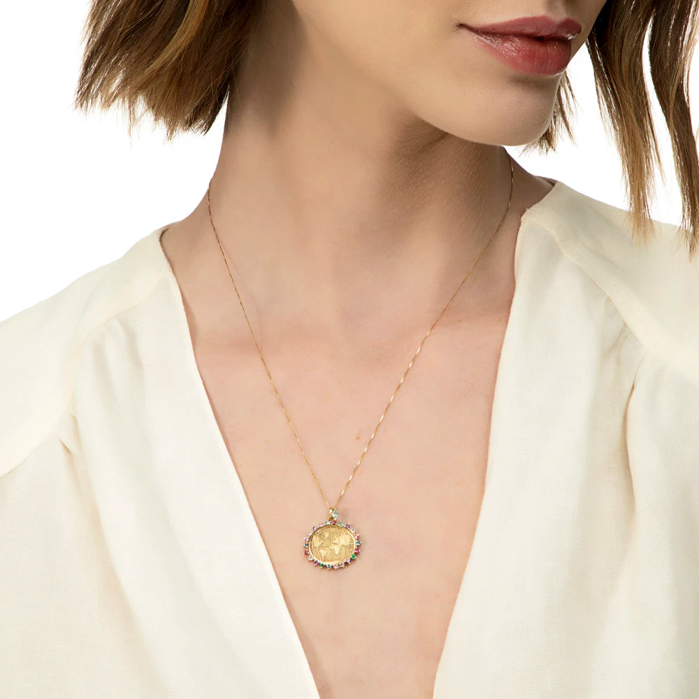 PINGENTE MUNDINHO GEMAS COLORIDAS