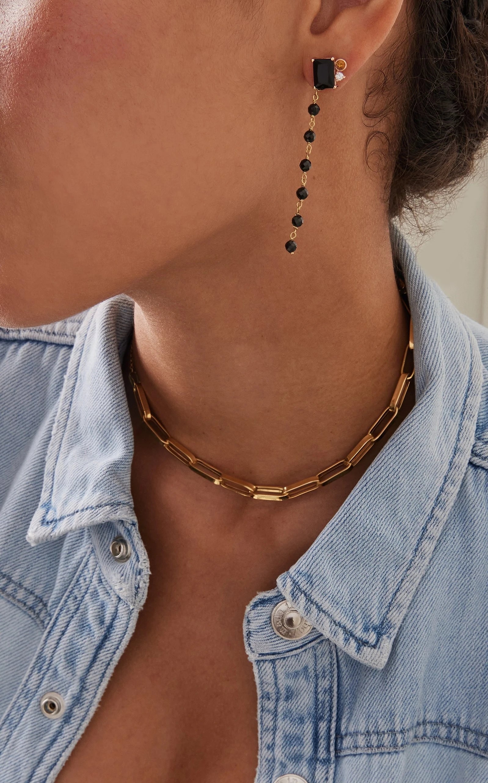 BRINCO ÔNIX COM CITRINO E DIAMANTE