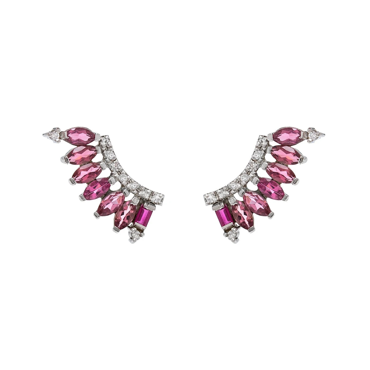 BRINCO EARCUFF TURMALINAS ROSAS, RUBI, DIAMANTE