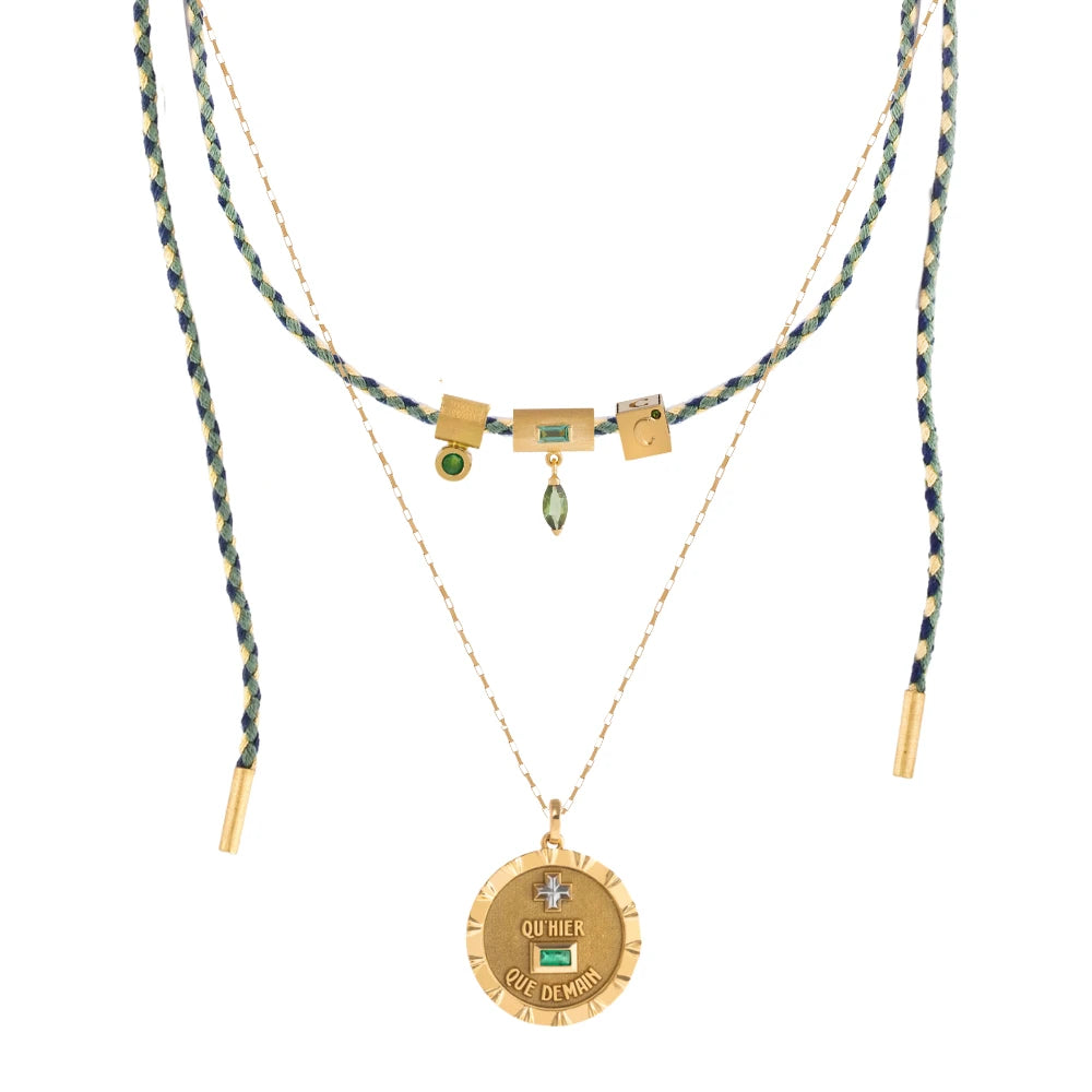 PINGENTE SEPARADOR COM ESMERALDA E TURMALINA VERDE