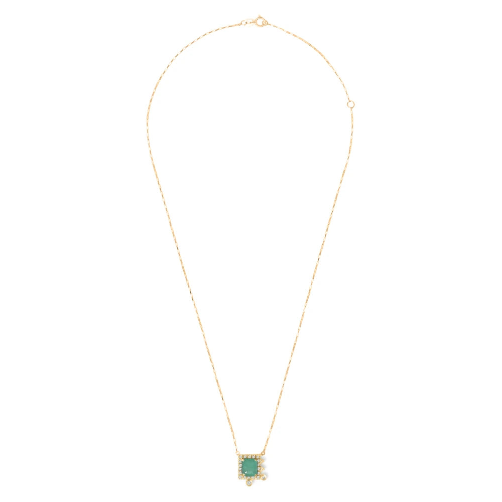 COLAR MOLDURA COM ESMERALDA E DIAMANTE