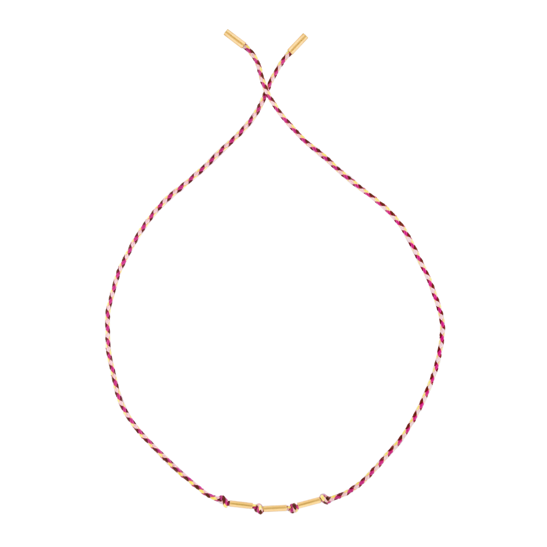 PULSEIRA FIO DE CORDA COM 3 CANINHOS DE OURO