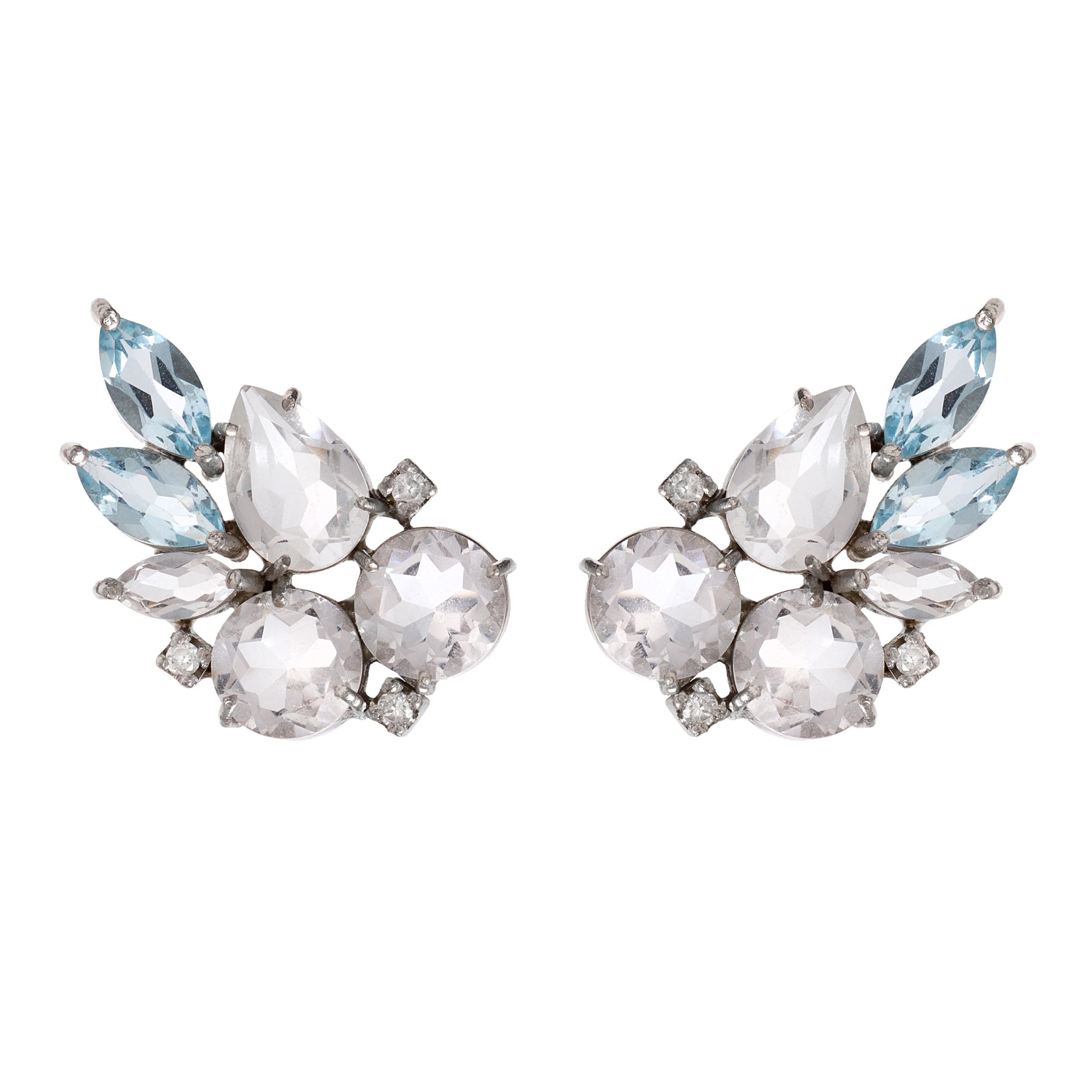 BRINCO EARCUFF COM CRISTAL, TOPÁZIO SKY E DIAMANTE