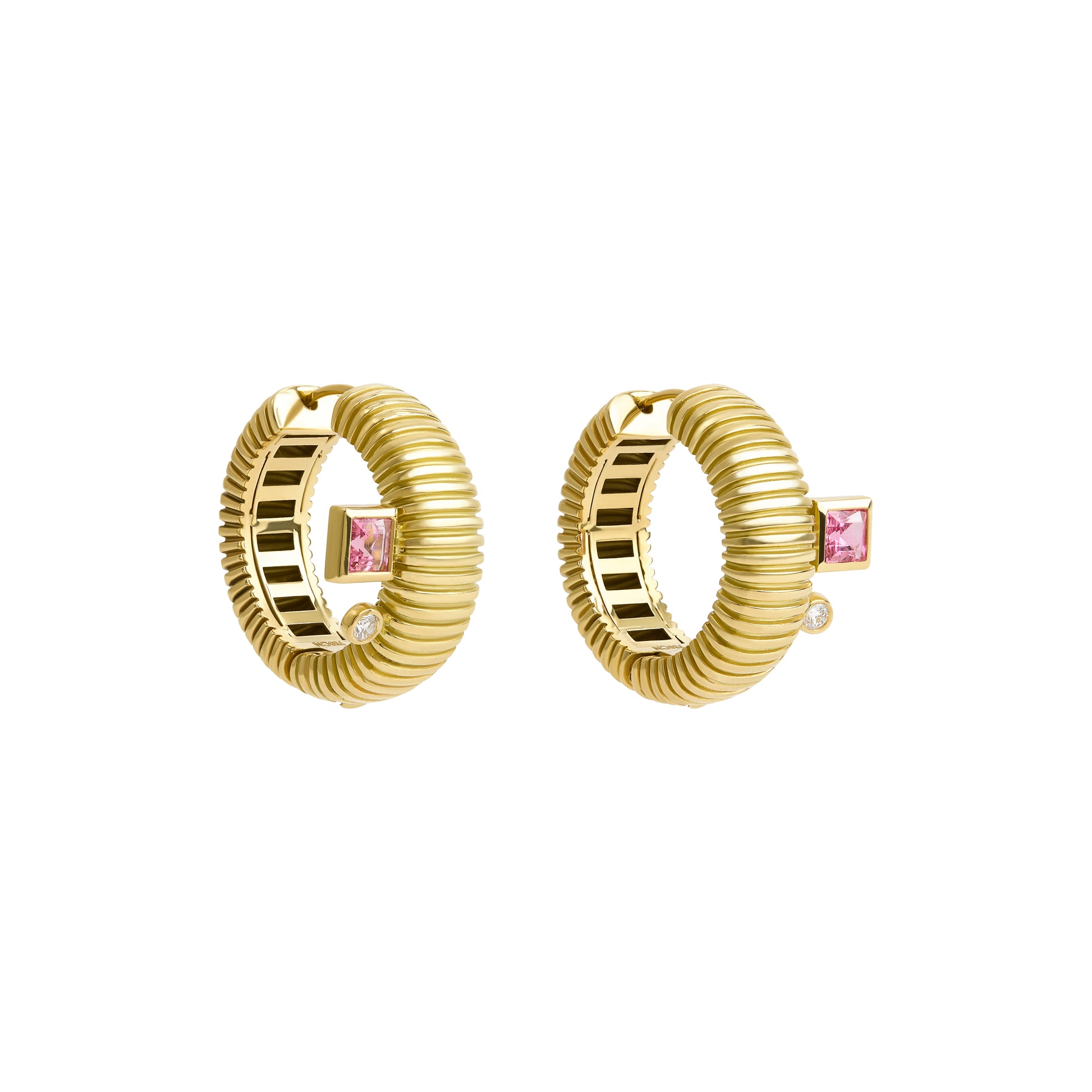 BRINCO ARGOLA BOLD COM TURMALINA E DIAMANTE