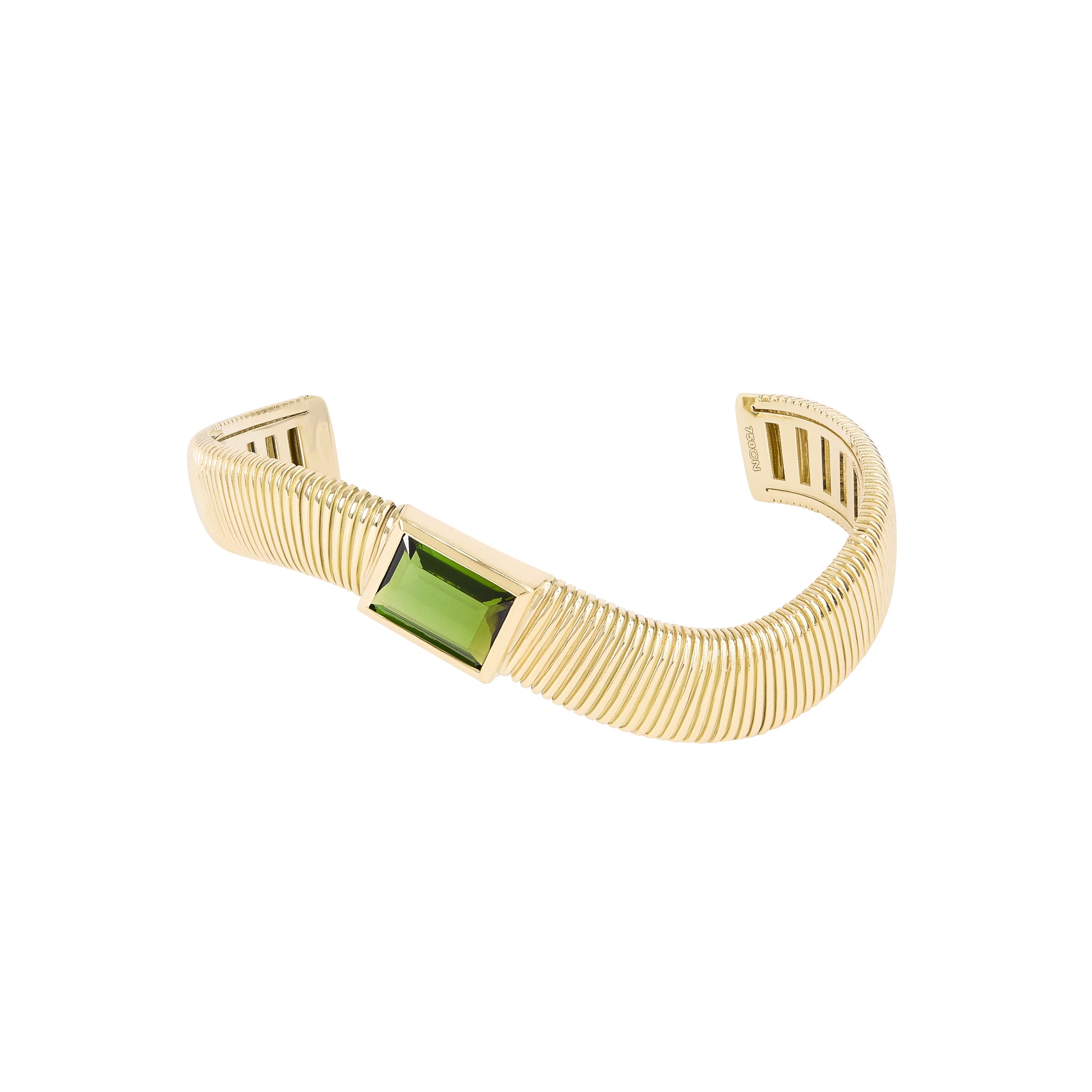 BRACELETE ASSIMÉTRICO BOLD COM TURMALINA VERDE