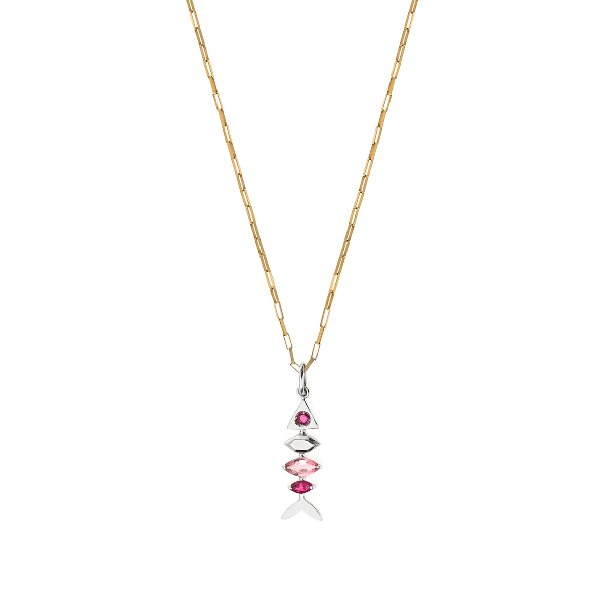 PINGENTE ESPINHA DE PEIXE COM GEMAS