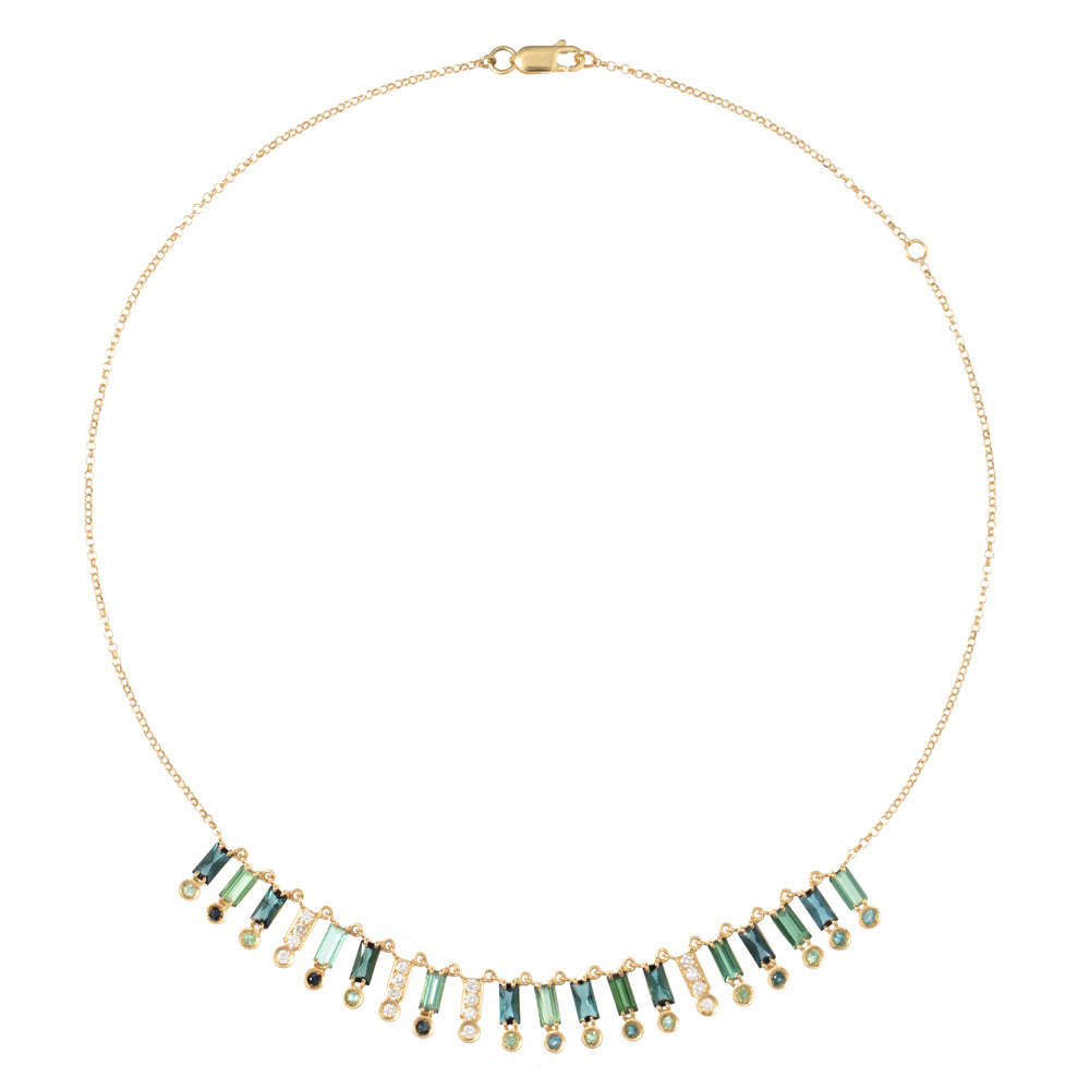 COLAR COM TURMALINAS E DIAMANTES