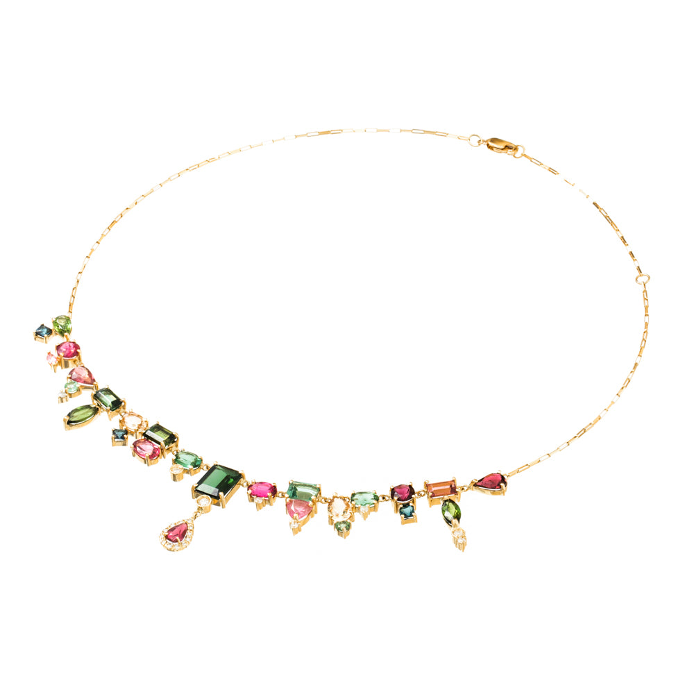 COLAR MAXI COM RUBI E TURMALINAS COLORIDAS