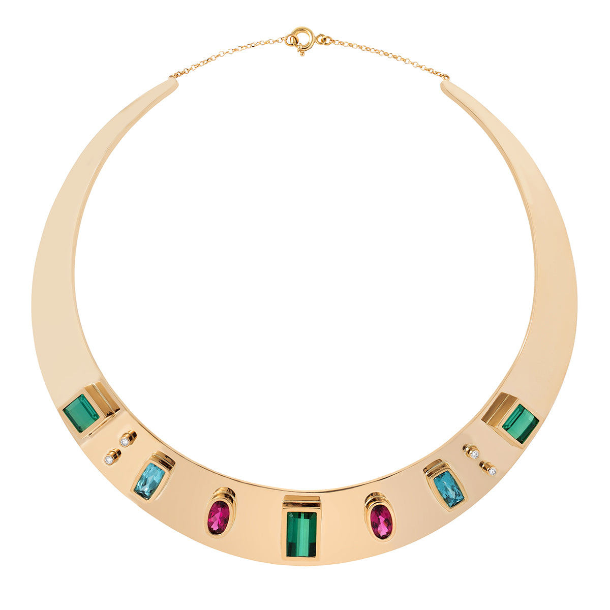 COLAR MAXI COM TURMALINAS E DIAMANTES