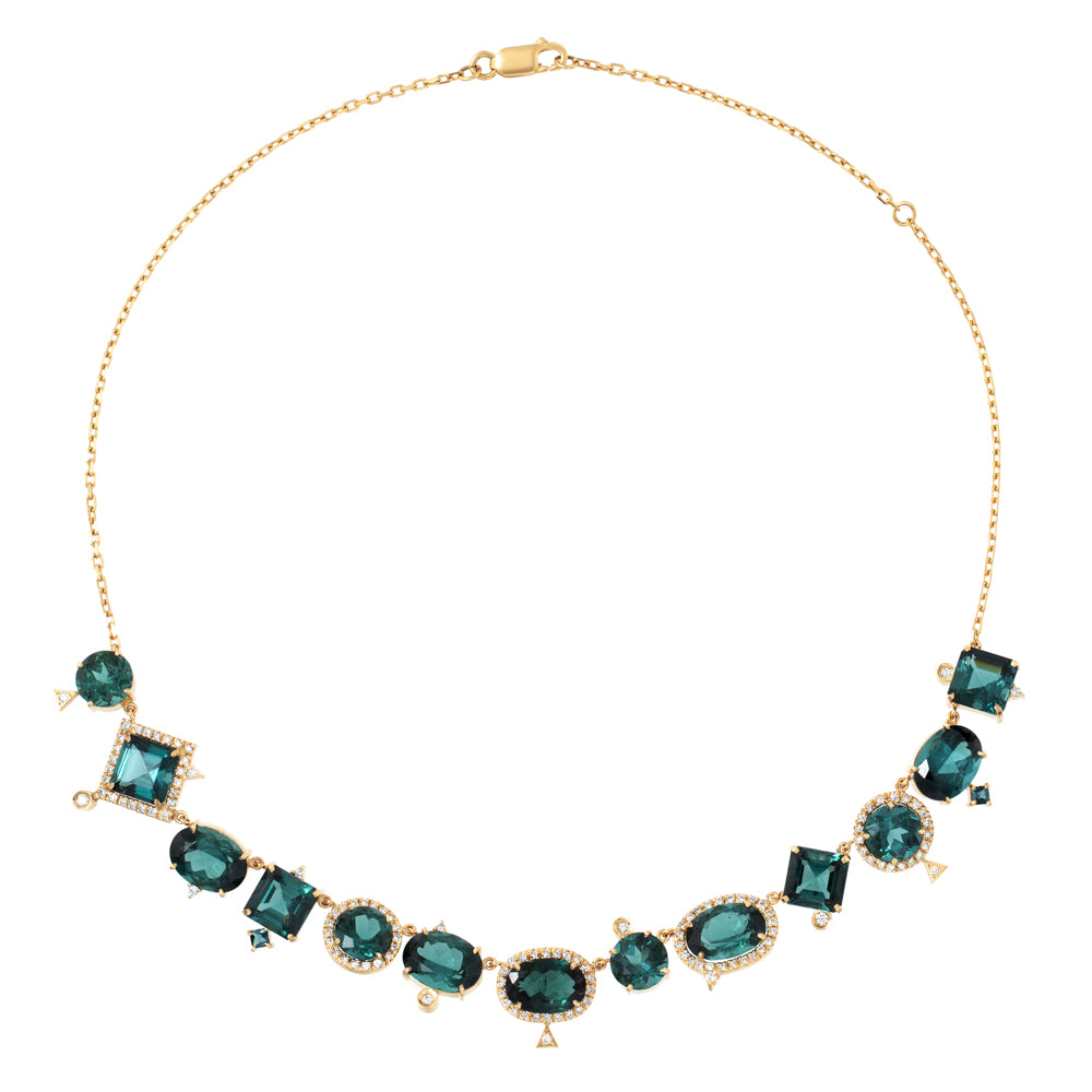 COLAR COM TURMALINAS E DIAMANTES