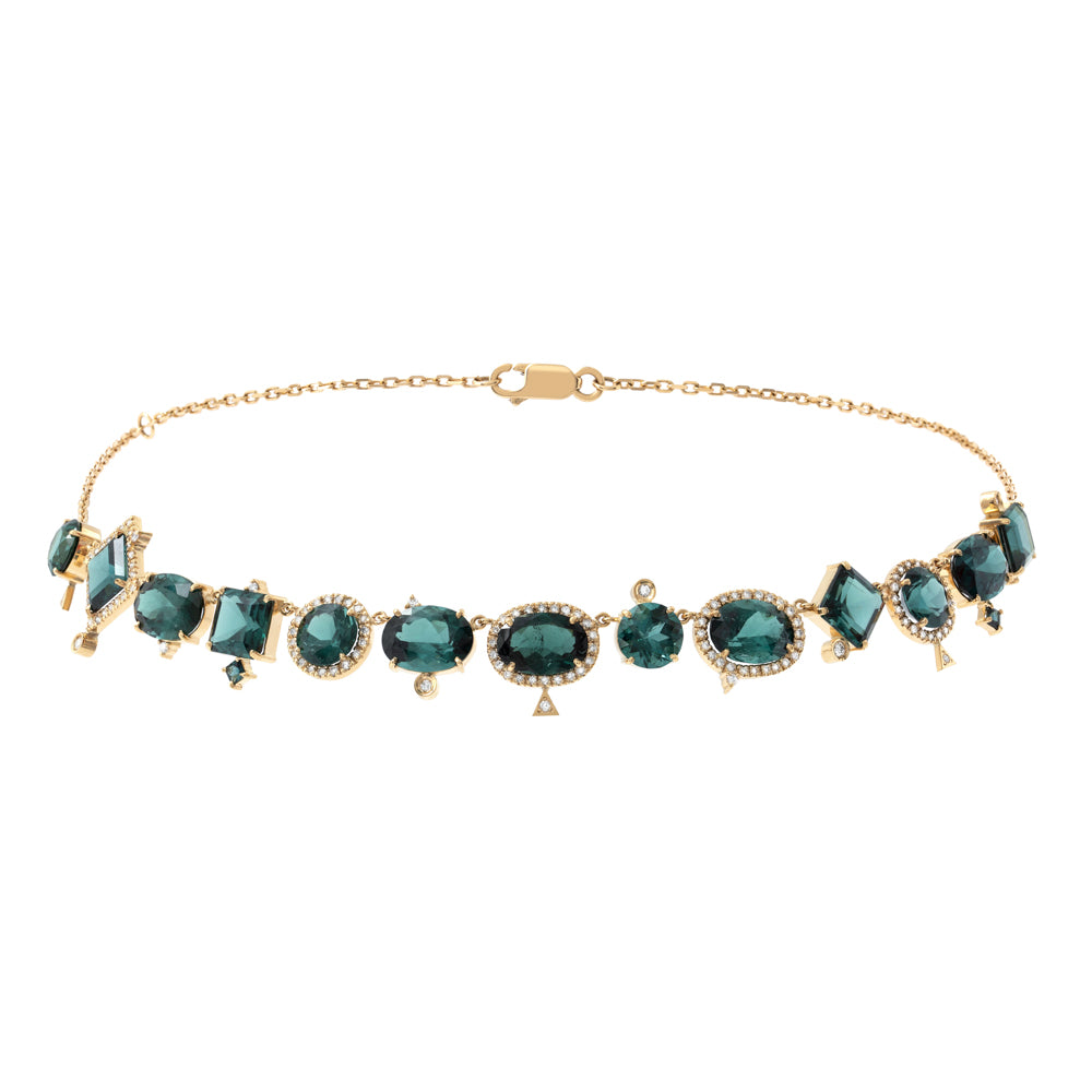 COLAR COM TURMALINAS E DIAMANTES