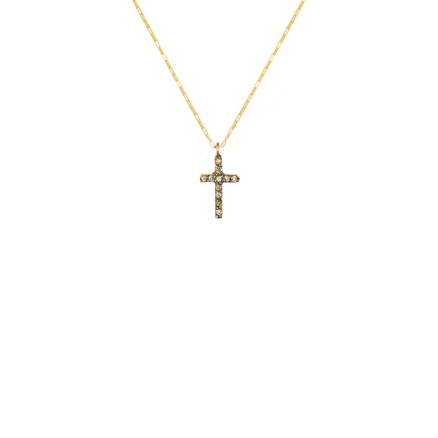 PINGENTE CRUZ DIAMANTES CHOCOLATE