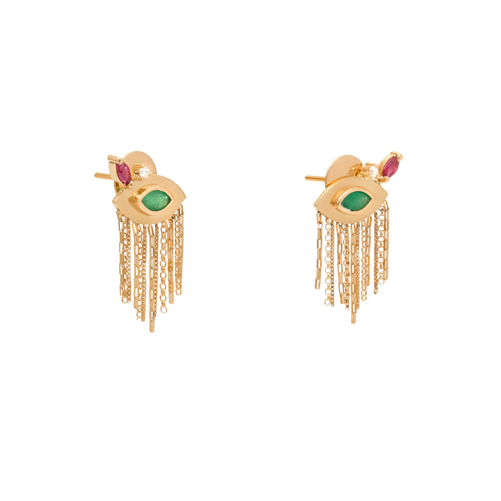 BRINCO OLHO GREGO FRANJAS COM ESMERALDA E RUBI
