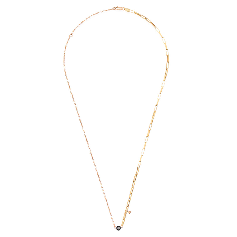 COLAR PONTO DE LUZ COM DIAMANTE NEGRO E CHOCOLATE