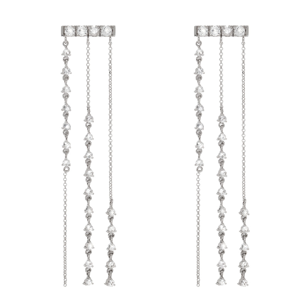 BRINCO SAFIRA E DIAMANTES COM FRANJAS