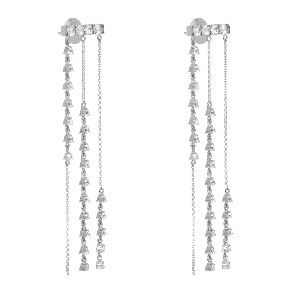 BRINCO SAFIRA E DIAMANTES COM FRANJAS