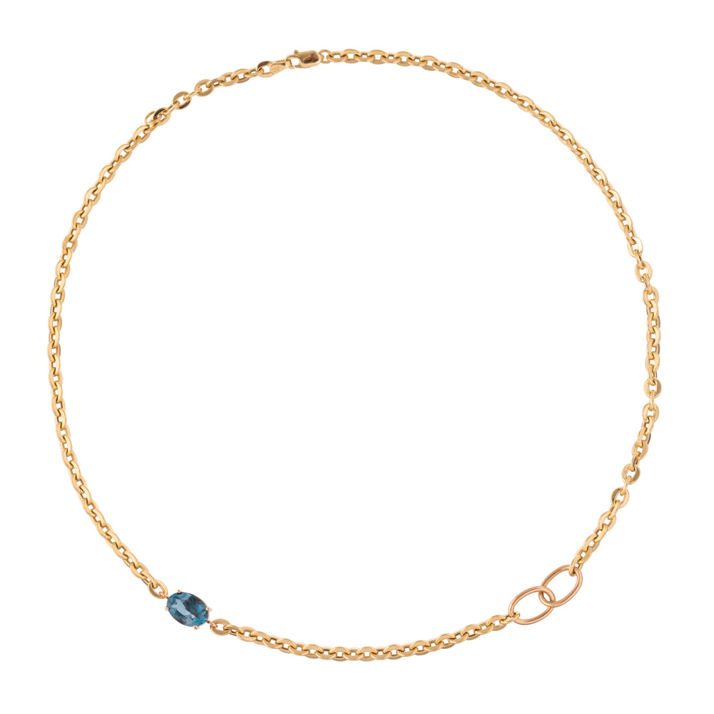 COLAR FIO BALÃO COM ELOS  E TOPÁZIO LONDON