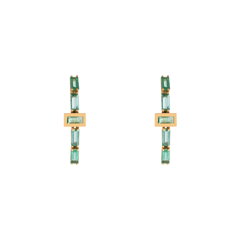 BRINCO CÔNCAVO BAGUETES COM ESMERALDAS