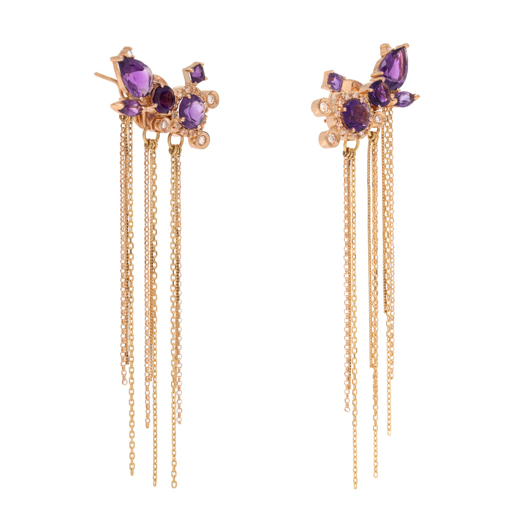 BRINCO EARCUFF AMETISTA COM FRANJAS