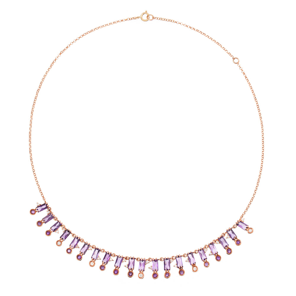 COLAR COM AMETISTAS E DIAMANTES