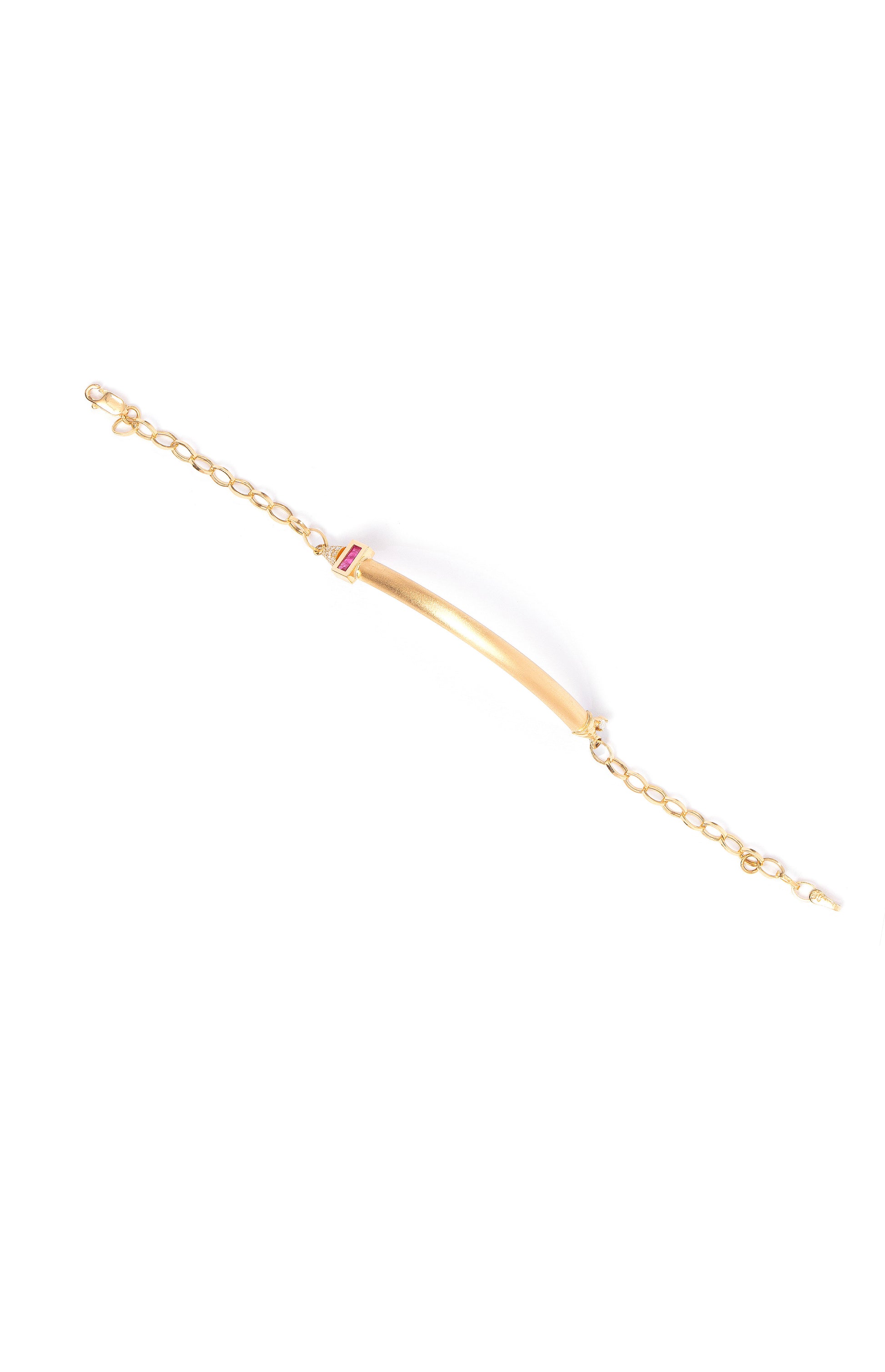 PULSEIRA MEIO ARO COM RUBI E DIAMANTE