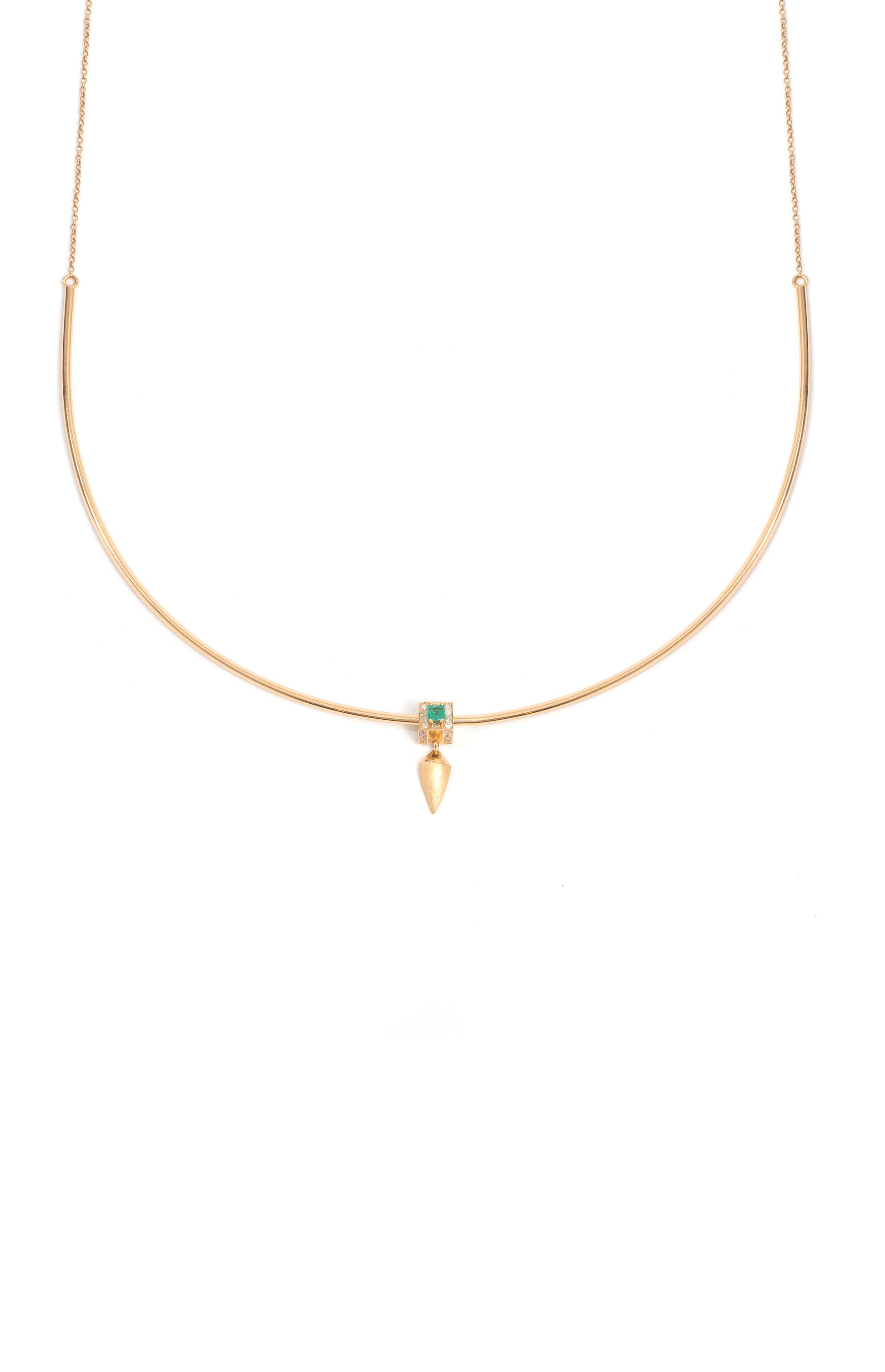 PINGENTE SEPARADOR DENTE COM ESMERALDA E DIAMANTE