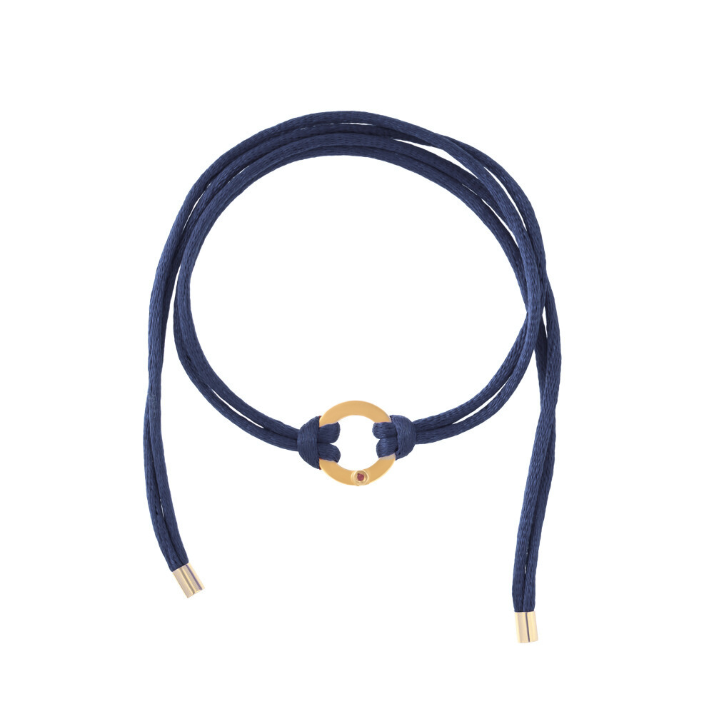 PULSEIRA FIO DE SEDA COM PINGENTE CÍRCULO