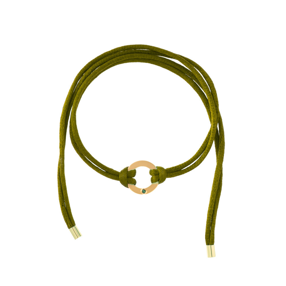 PULSEIRA FIO DE SEDA COM PINGENTE CÍRCULO