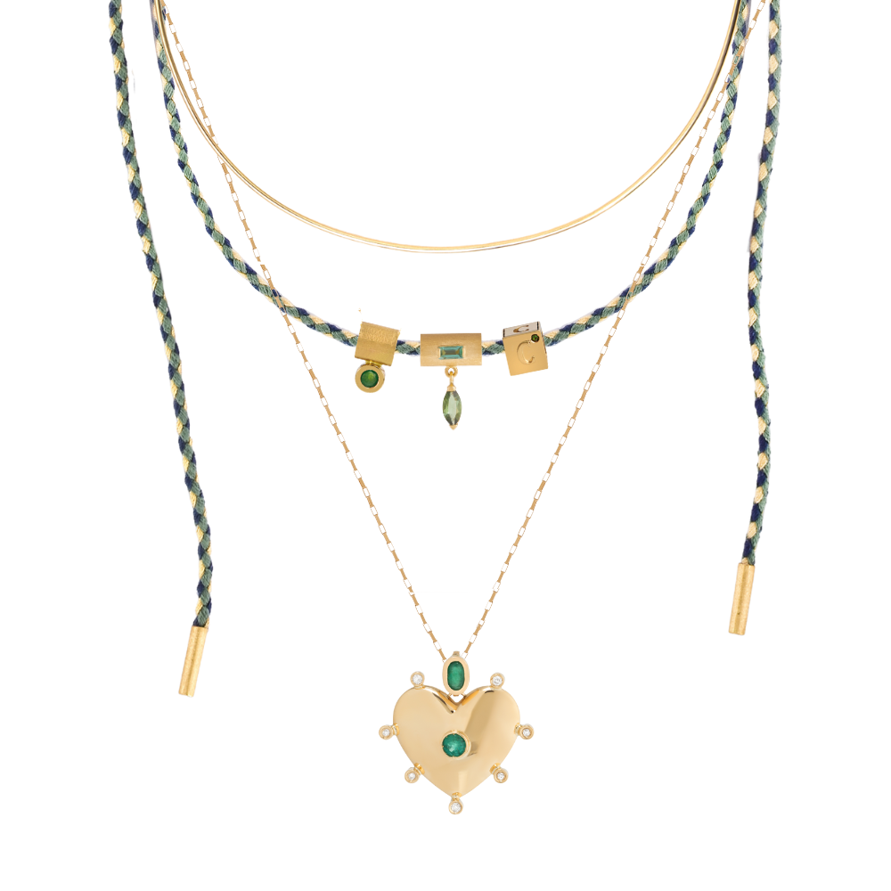 PINGENTE SEPARADOR INICIAL COM ESMERALDA E RUBI