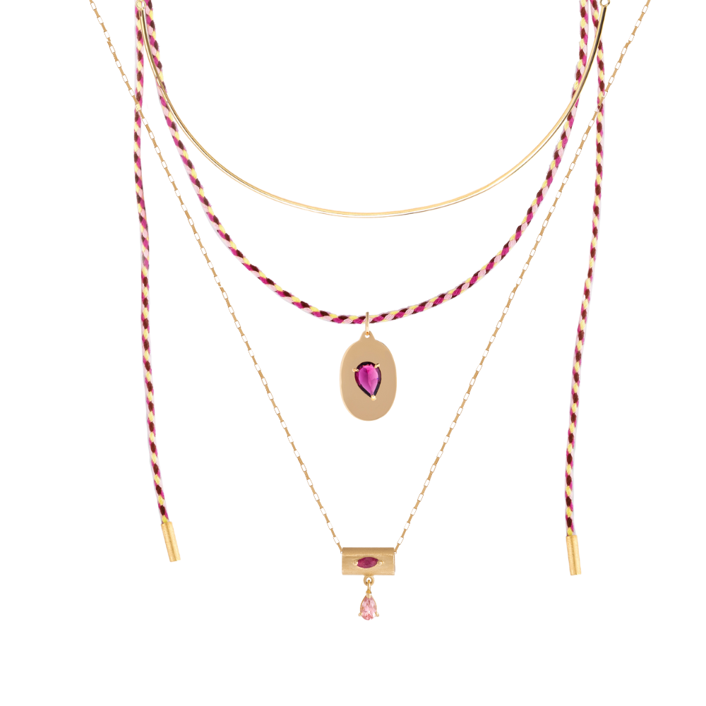 PINGENTE SEPARADOR COM RUBI E TURMALINA ROSA