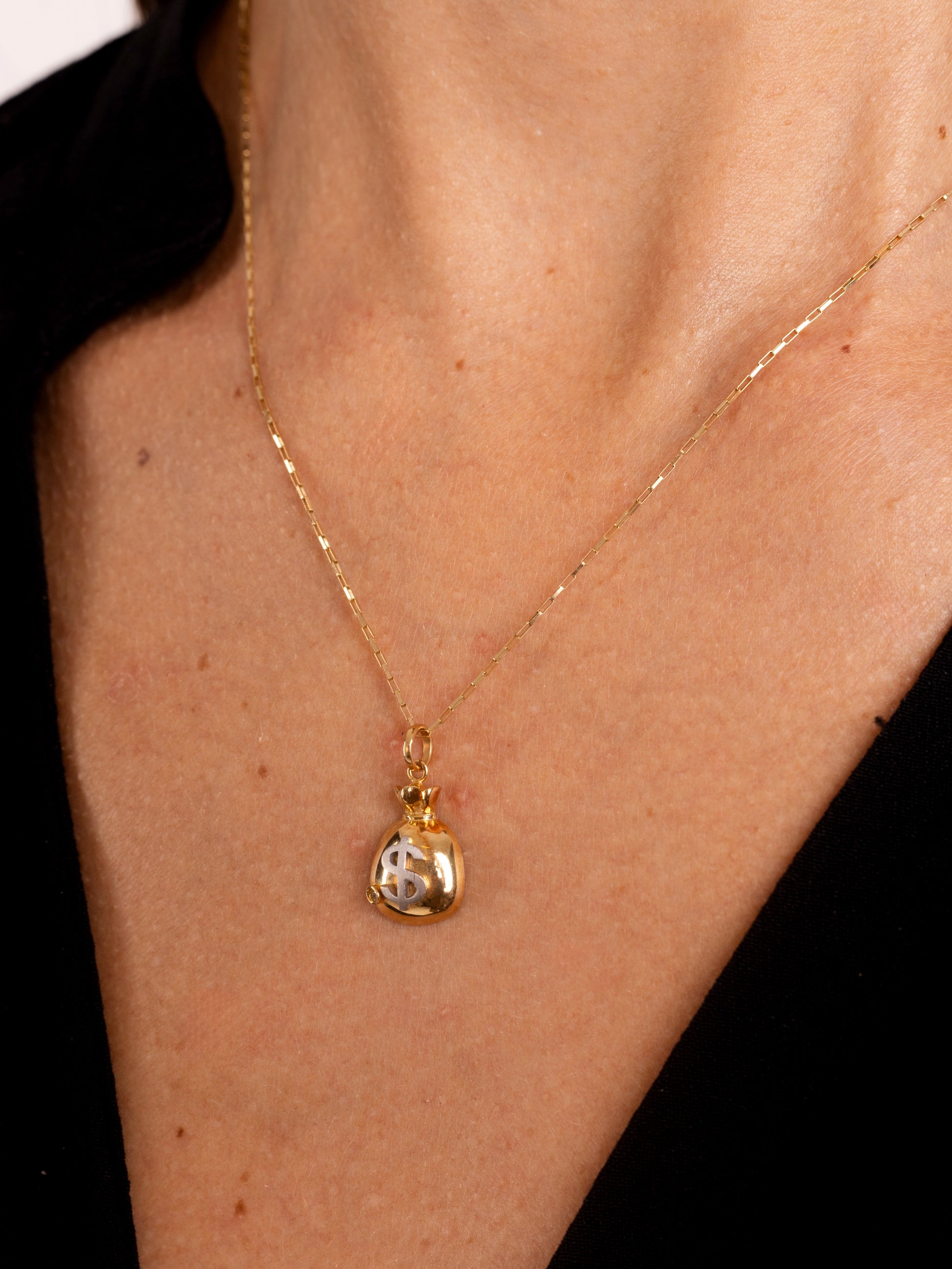 PINGENTE MONEY BAG COM DIAMANTE