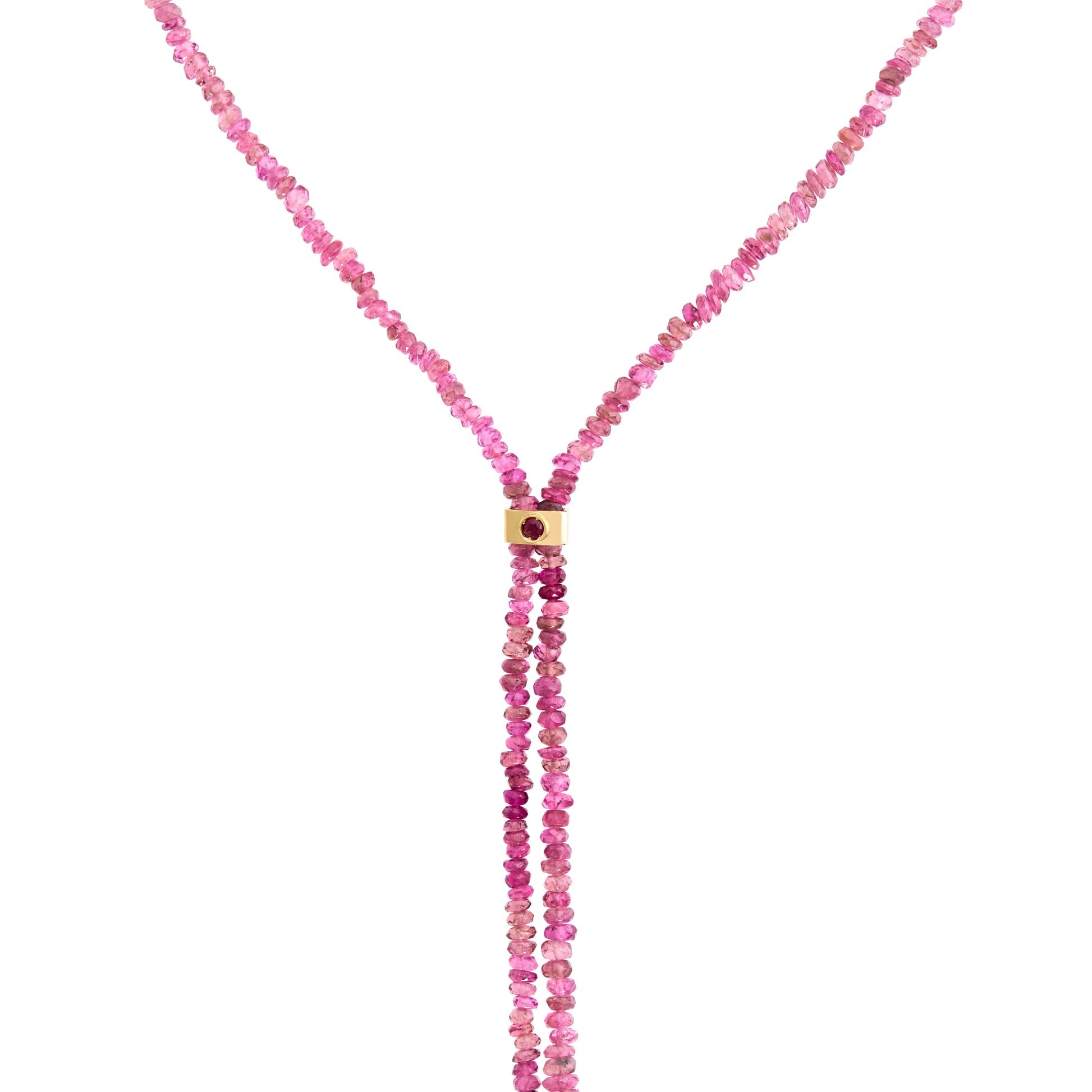 COLAR GRAVATINHA COM TURMALINA ROSA E RUBI