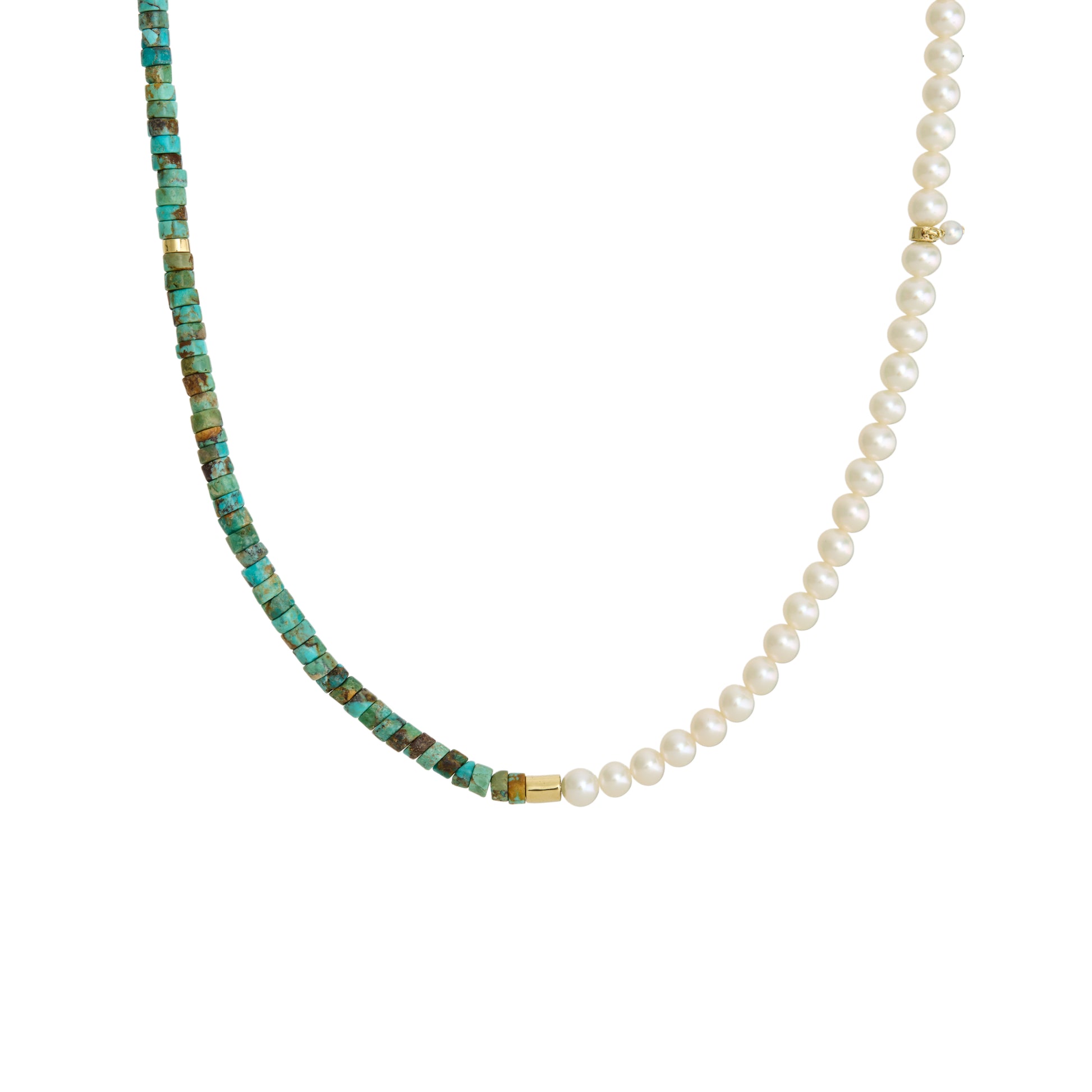 COLAR DUPLO TURQUESA E PÉROLAS