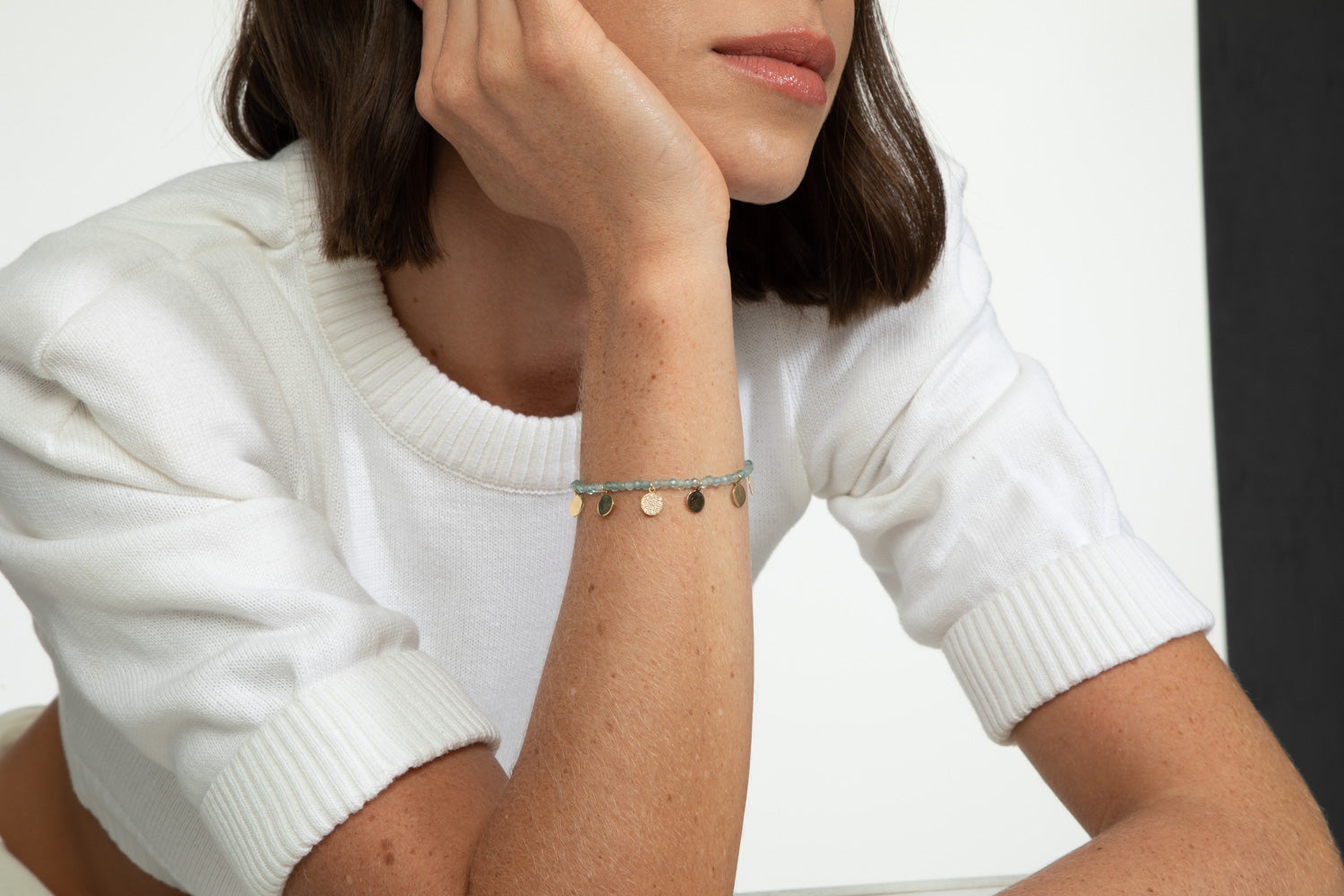 PULSEIRA COM MOEDINHAS E DIAMANTES