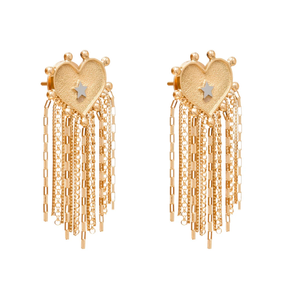 BRINCO CORAÇÃO COM FRANJAS E DETALHES