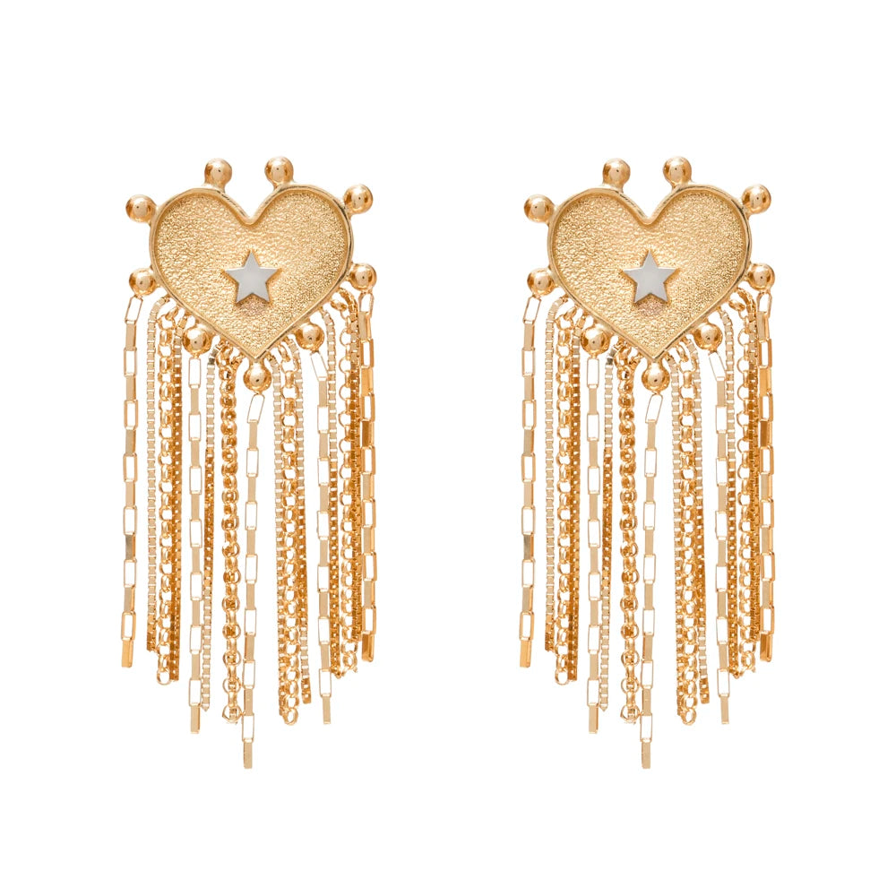 BRINCO CORAÇÃO COM FRANJAS E DETALHES