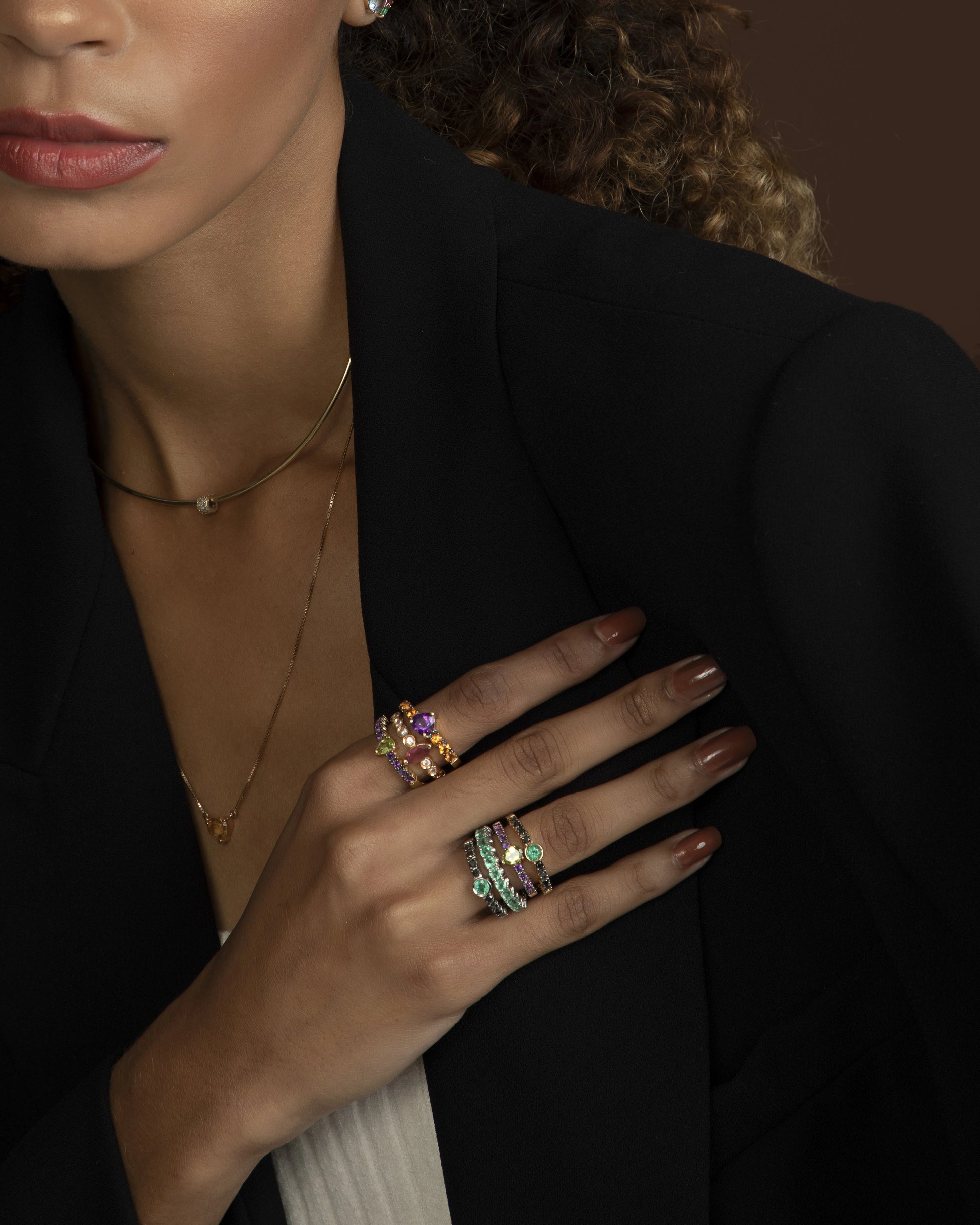 ANEL CORAÇÃO COM AMETISTA E MANDARIM