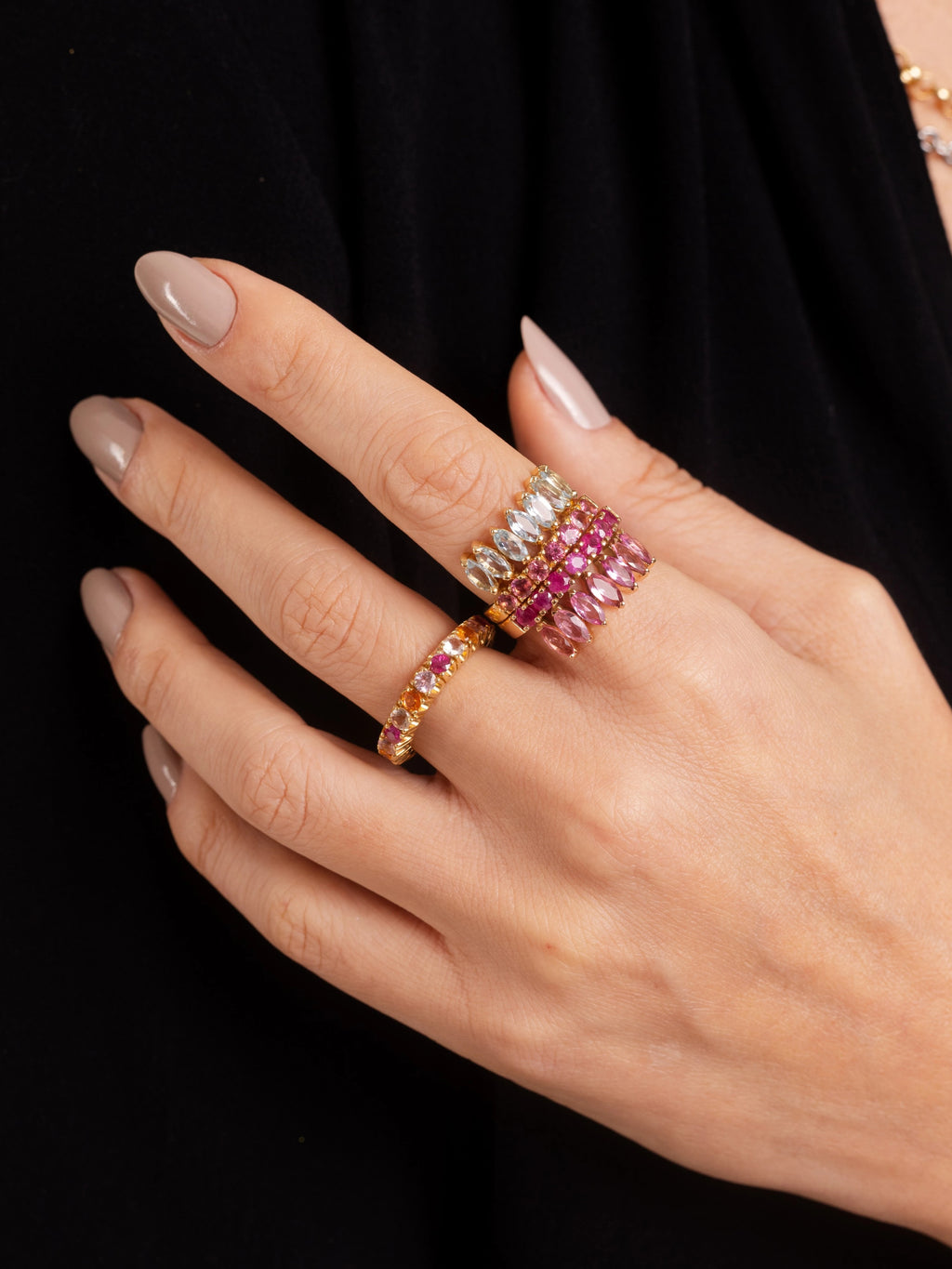 ANEL COCAR RUBI E TURMALINA ROSA