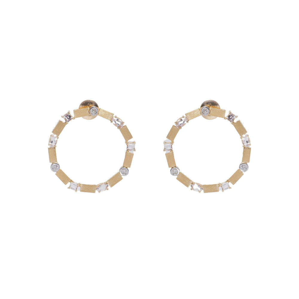 BRINCO ARGOLA MORGANITA E DIAMANTE