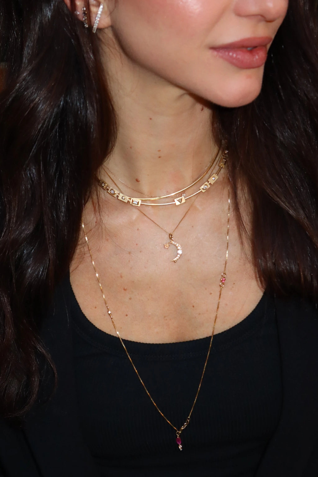 PINGENTE LUA E ESTRELA COM DIAMANTES