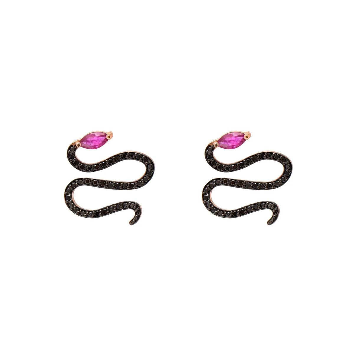 BRINCO COBRA COM RUBI E DIAMANTE NEGRO