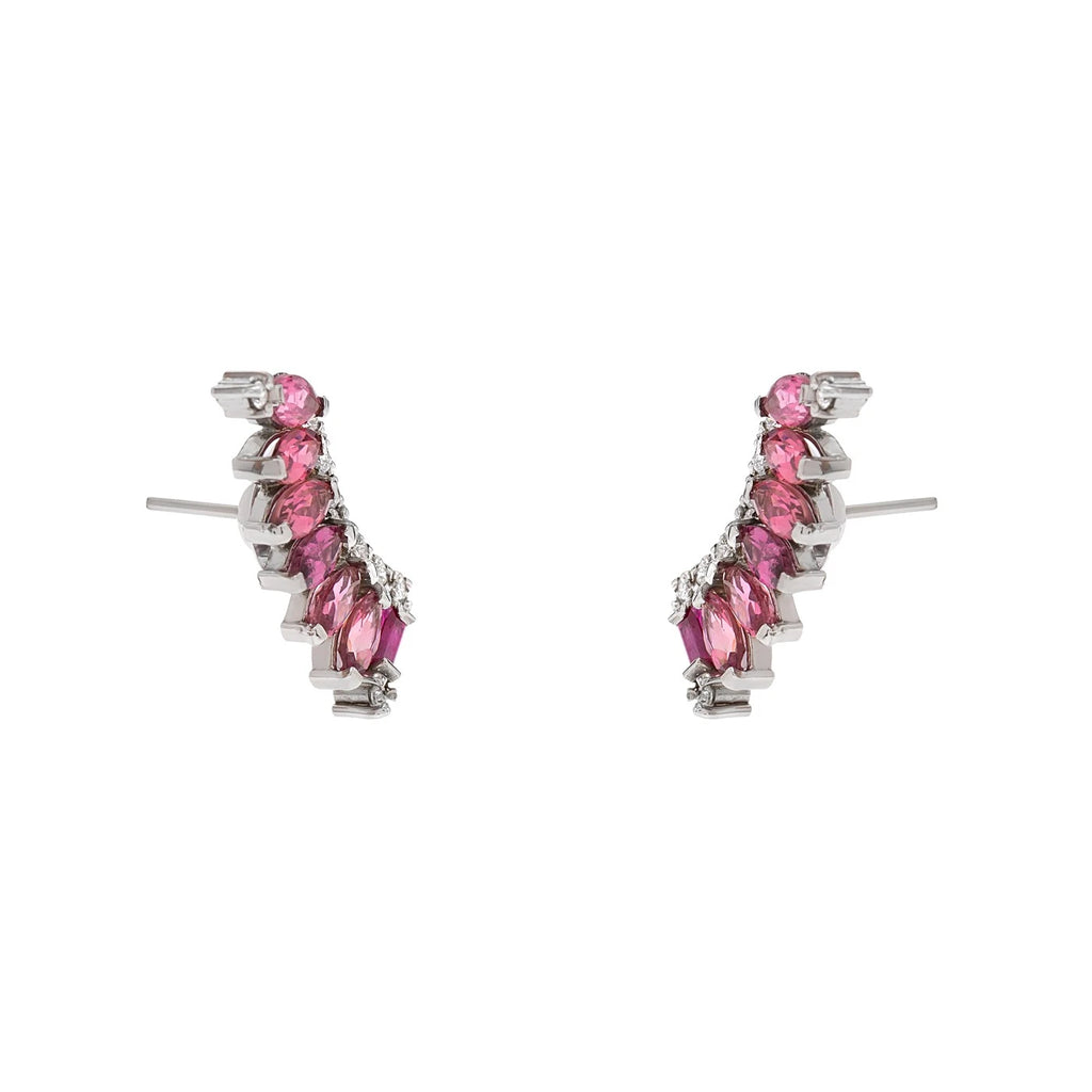 BRINCO EARCUFF TURMALINAS ROSAS, RUBI, DIAMANTE