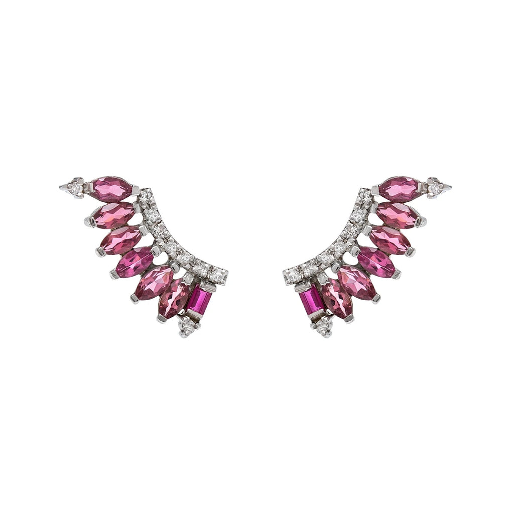BRINCO EARCUFF TURMALINAS ROSAS, RUBI, DIAMANTE