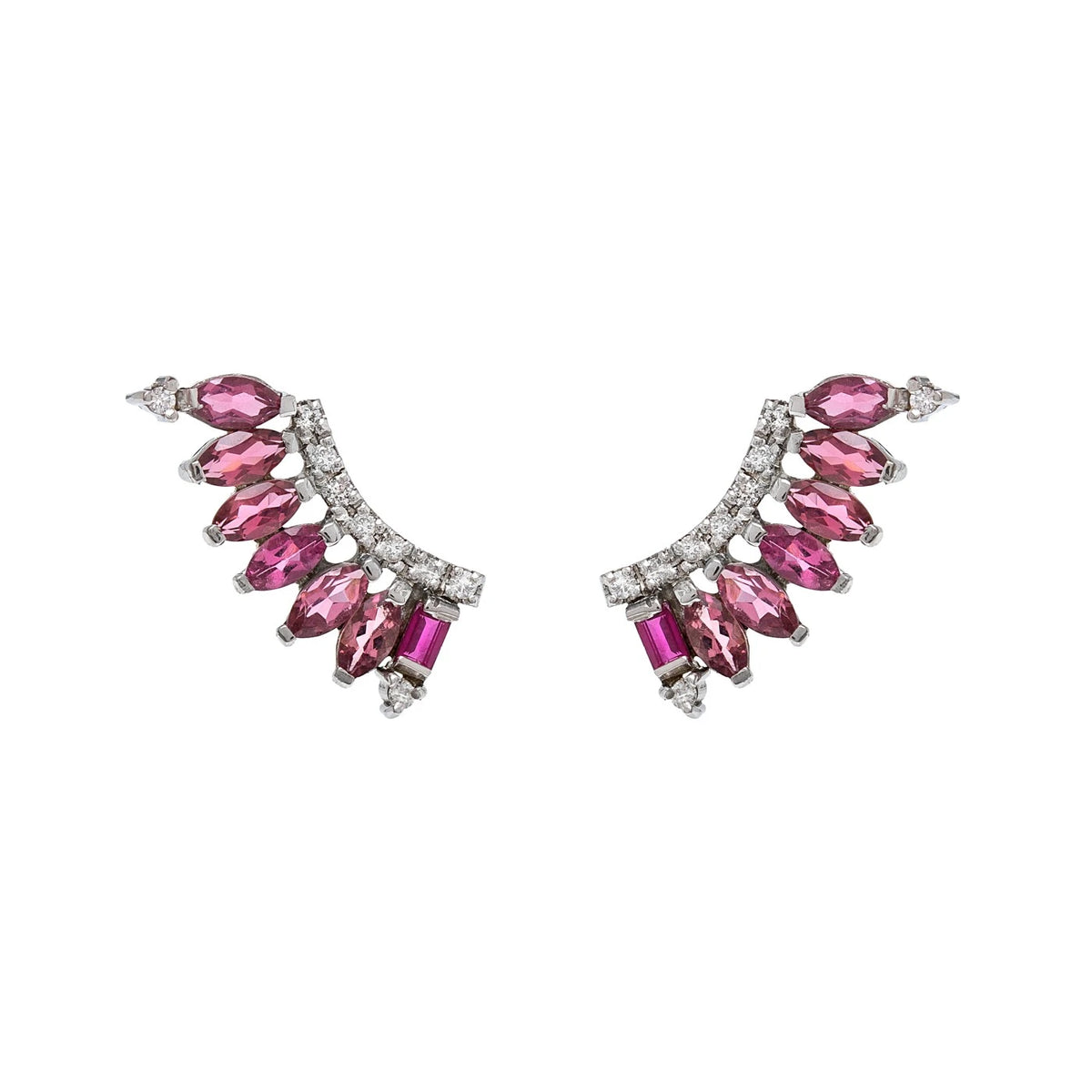 BRINCO EARCUFF TURMALINAS ROSAS, RUBI, DIAMANTE
