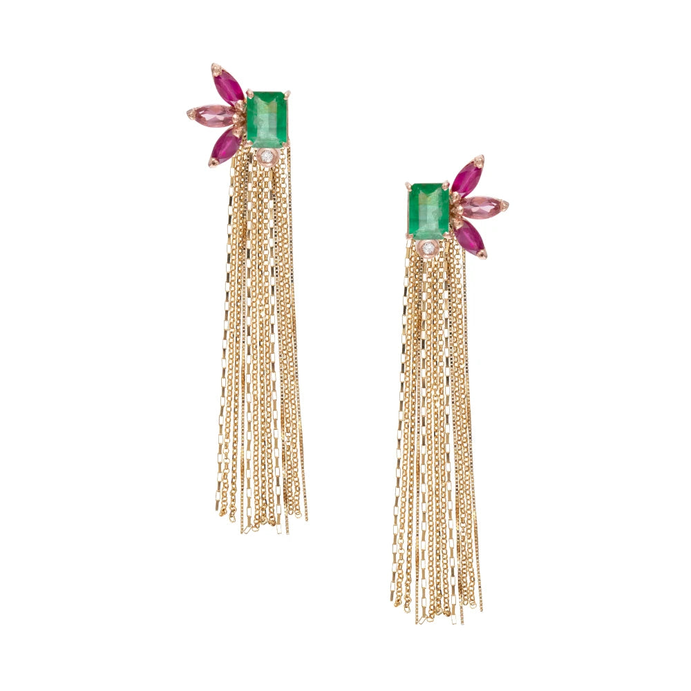 BRINCO ESMERALDA COM NAVETES COLORIDAS