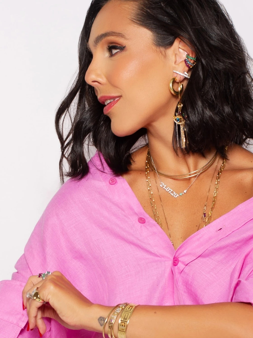 COLAR DATA PERSONALIZÁVEL COM ESMERALDA E DIAMANTE