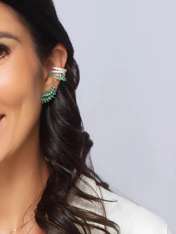 PIERCING DIAMANTES BRANCO E ESMERALDAS