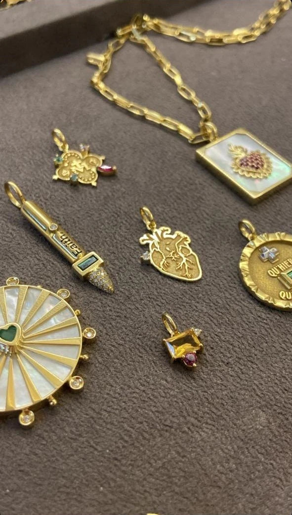 PINGENTE CITRINO, RODOLITA E DIAMANTE