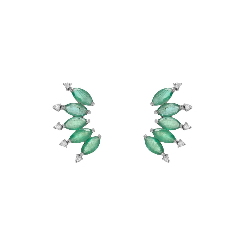 BRINCO EARCUFF ESMERALDAS E DIAMANTE