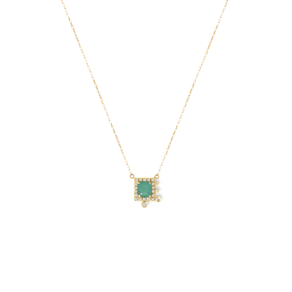 COLAR MOLDURA COM ESMERALDA E DIAMANTE